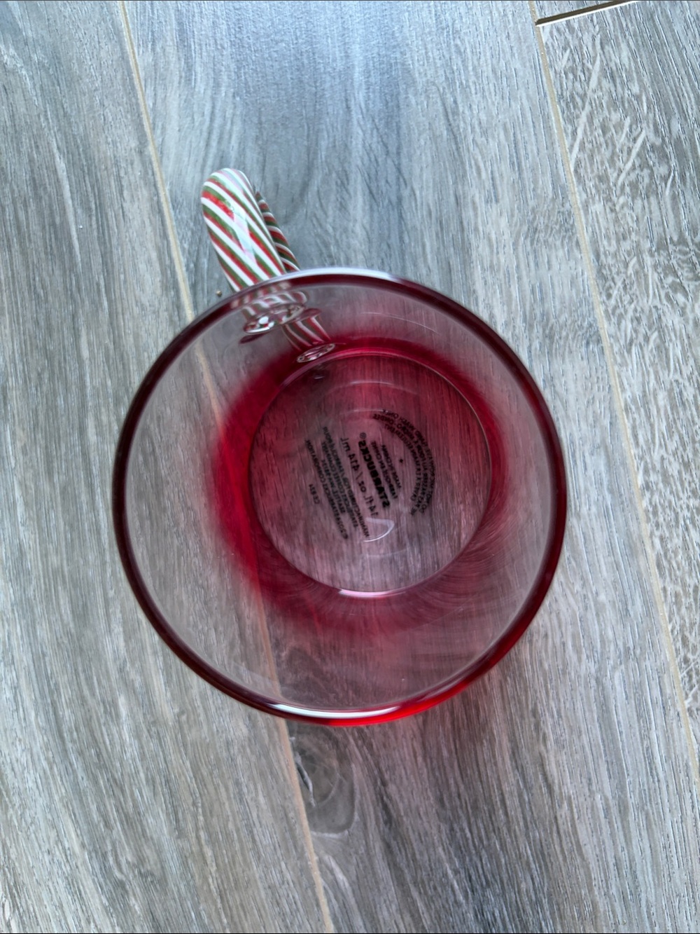 Starbucks Red Glass Mug with Candy-Stripe Handle - Picture 4 of 4